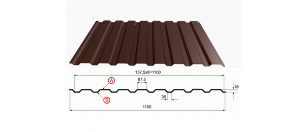 Профнастил коричневый оцинкованный  RAL 8017 С-20 купить недорого в Ивантеевке