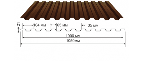 Профнастил коричневый оцинкованный  RAL 8017 С-21 купить недорого в Ивантеевке