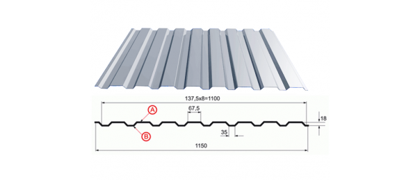 Профнастил оцинкованный С-20 1100x2500 купить недорого в Ивантеевке